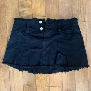 Black denim mini skirt